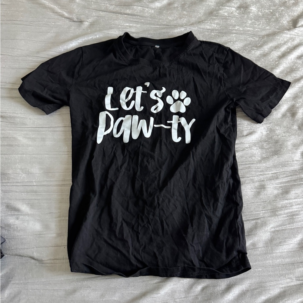 Black 'Let's Paw-ty' T-Shirt